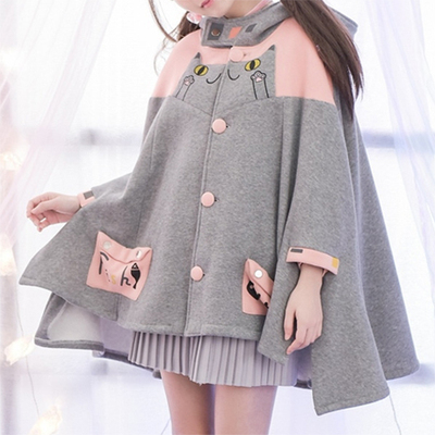 蝙蝠袖斗篷薄少女短外套